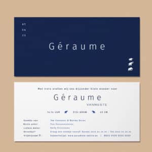 Geboortekaartje Géraume - Geboortekaart foliedruk zilver - Geboortekaartje snel en gemakkelijk online in België, dezelfde werkdag nog verzonden