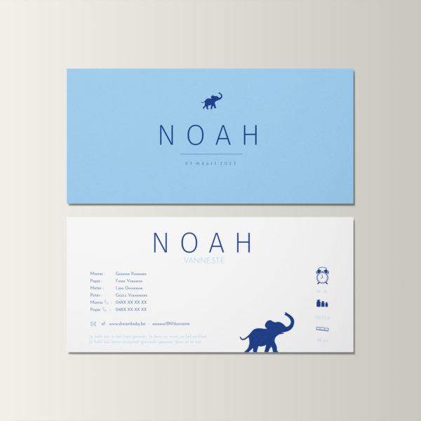 Geboortekaartje Noah - snel en gemakkelijk geboortekaartje online - België - dezelfde werkdag nog verzonden - snel en goedkoop