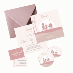 Geboortekaartje - Roze - silhouette - zusjes - Geboortekaart - Geboortekaartje snel en gemakkelijk online in België, dezelfde werkdag nog verzonden